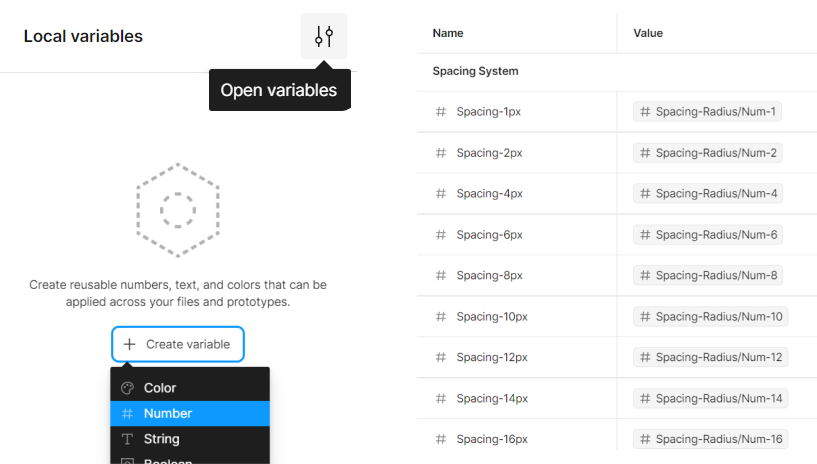 Adding spacing variables in Figma image