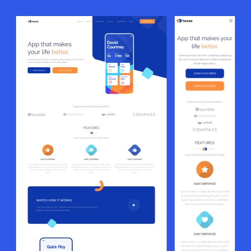 Hexee Mobile App Figma and Tailwind CSS Template