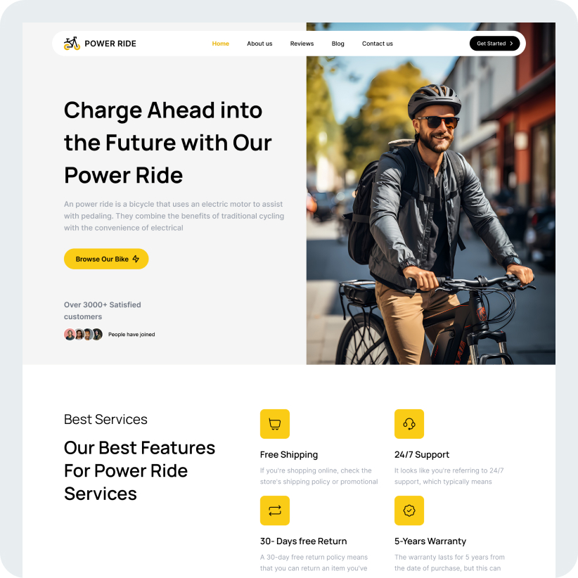 Power Ride – E-Bike Figma and Tailwind CSS Template