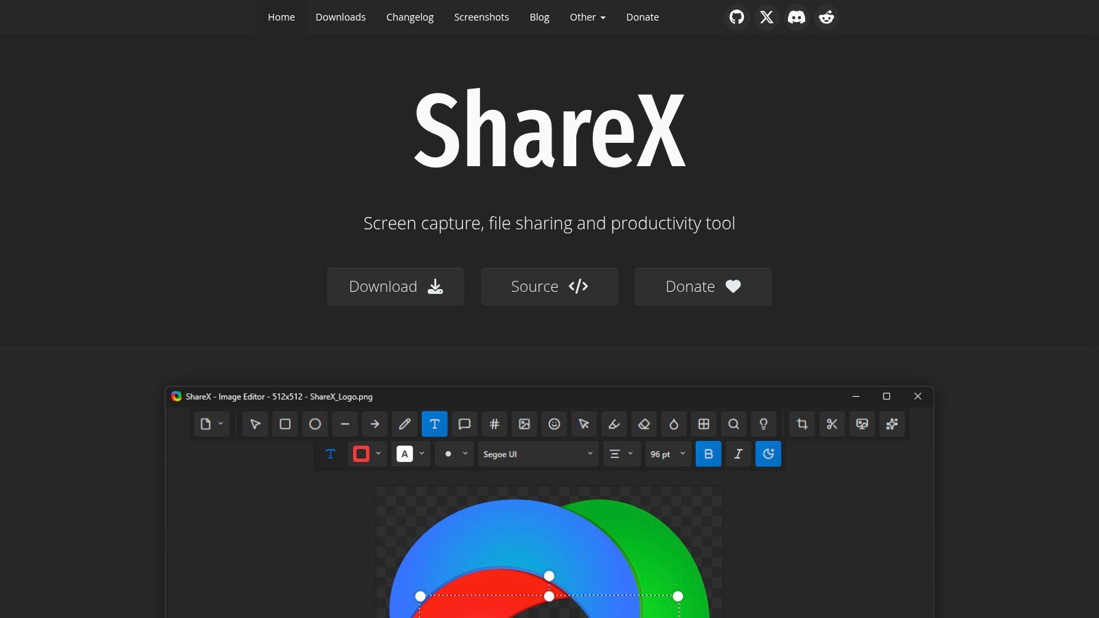 ShareX homepage screenshot