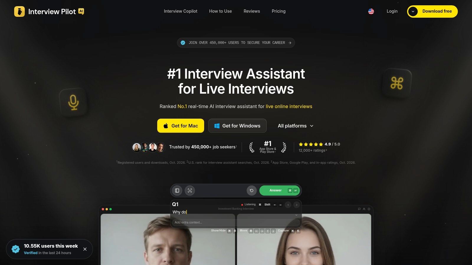 Screenshot from https://www.interviewpilot.app