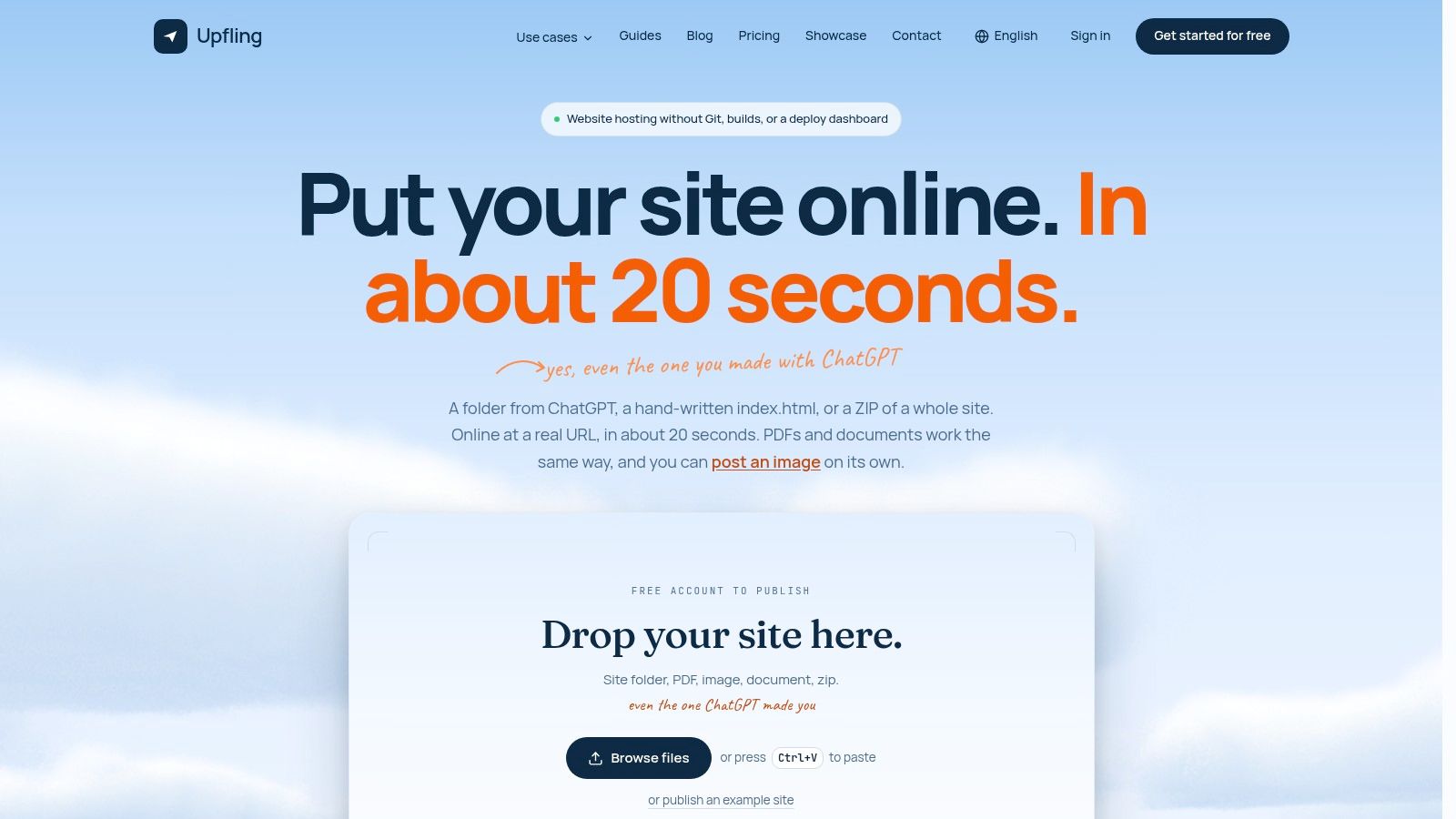 Screenshot from https://upfling.host