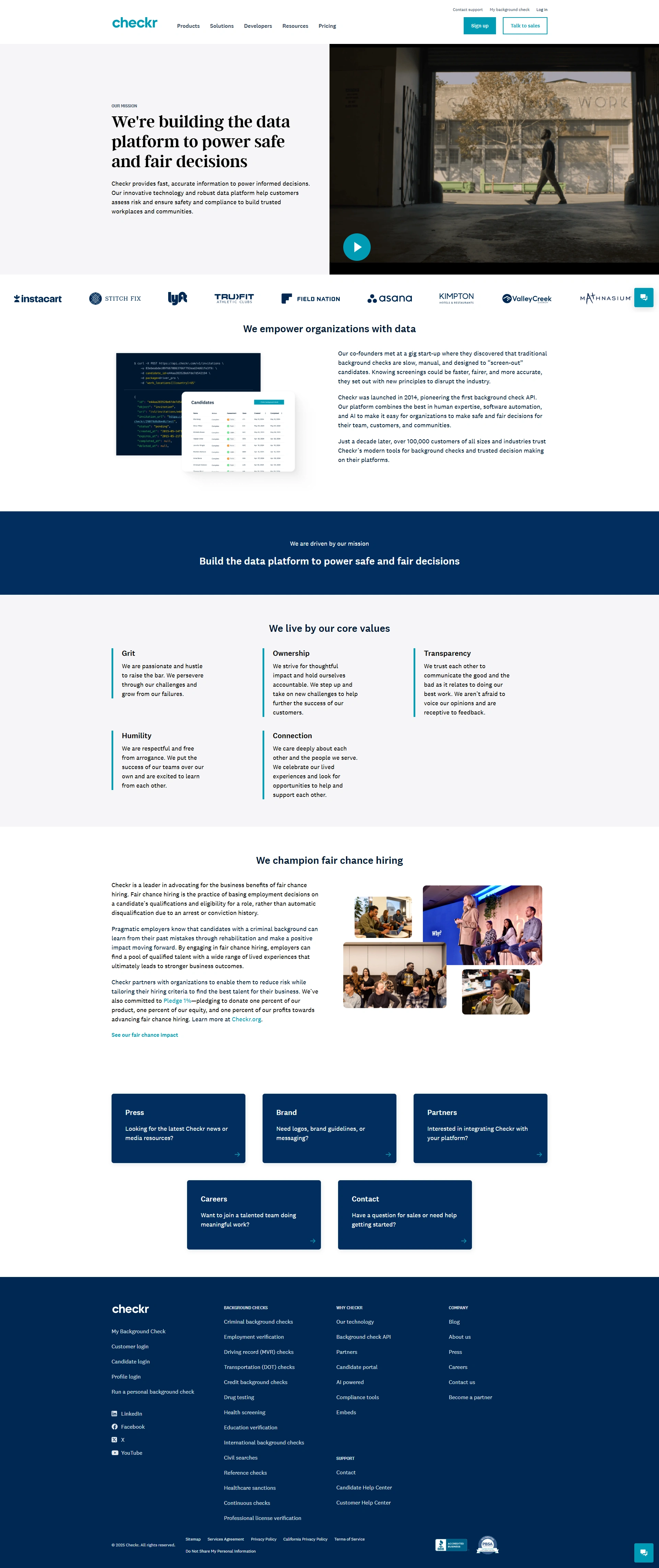 About Us Page Design Inspiration | Checkr