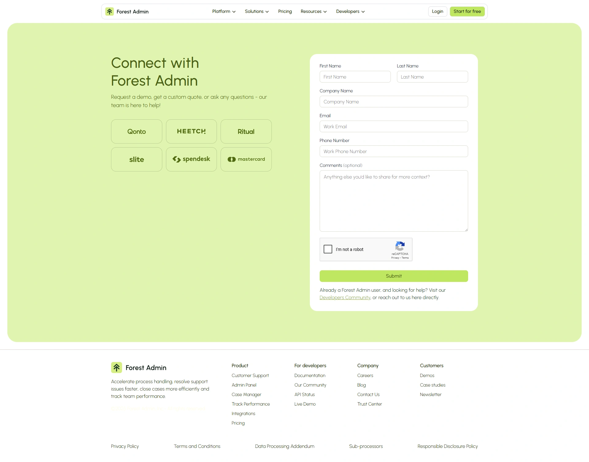 Contact Us Page Design Inspiration | Forestadmin