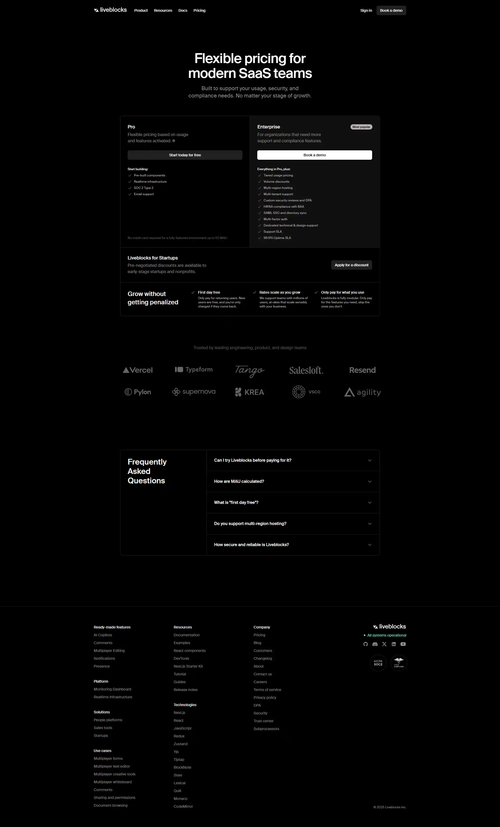 Pricing Plan Page Design Inspiration | Liveblocks